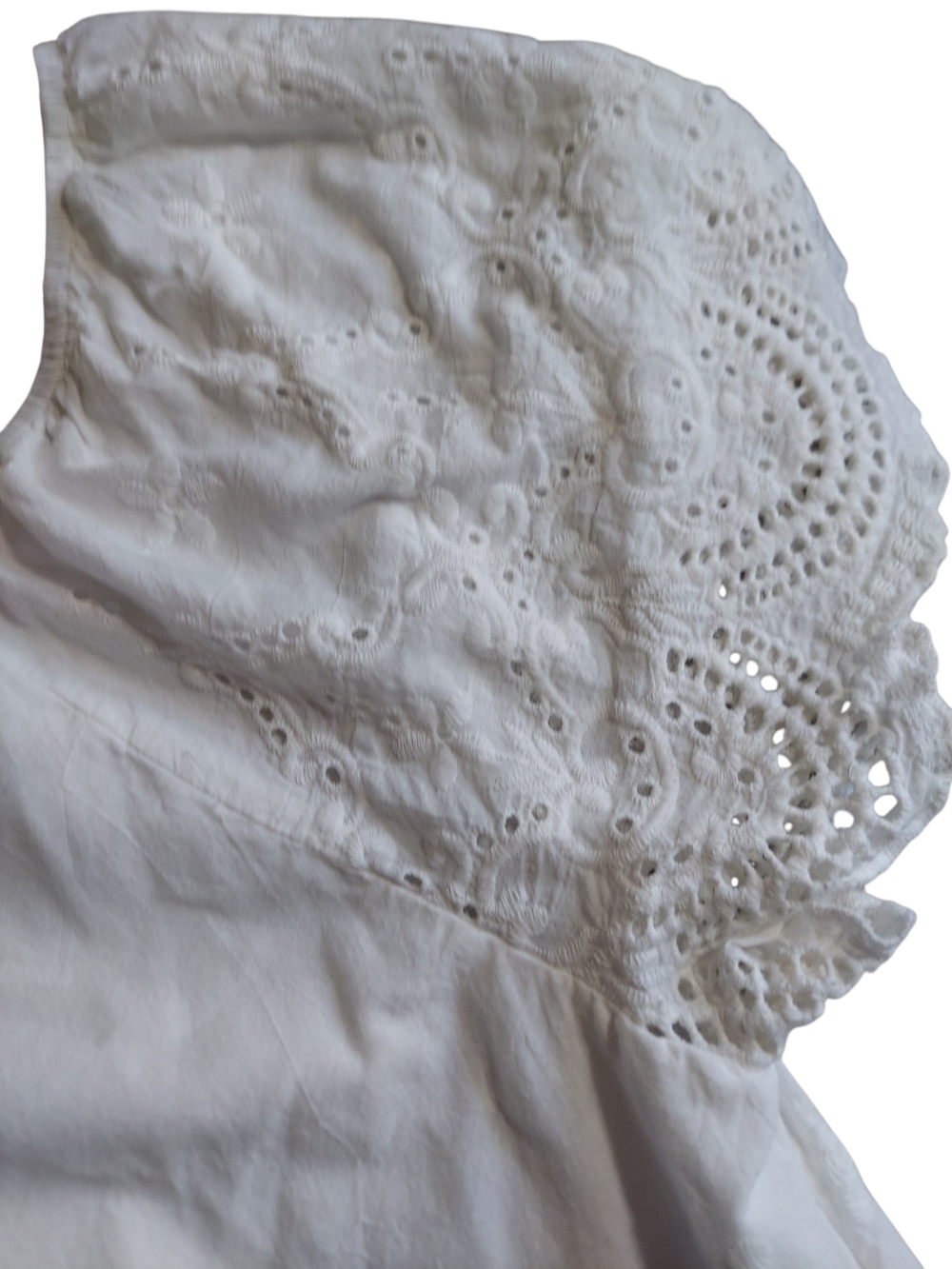 BKK Chance White Eyelet Embroidered Peasant Blouse 3X Boho Cottagecore Top - Picture 6 of 7